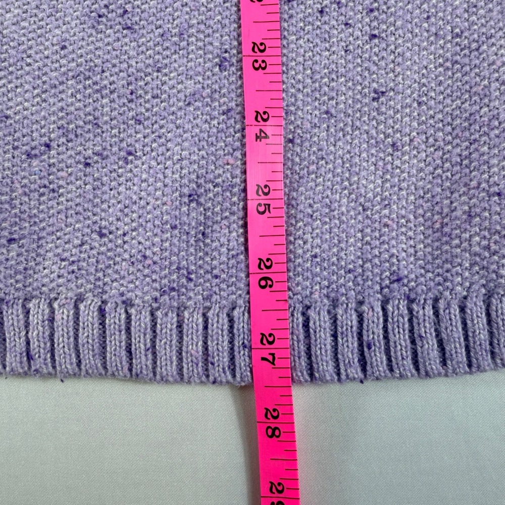 Talbots Sweater's Large Purple Excellent Cable Knit Yoke Cotton Blend Marl - Picture 7 of 7